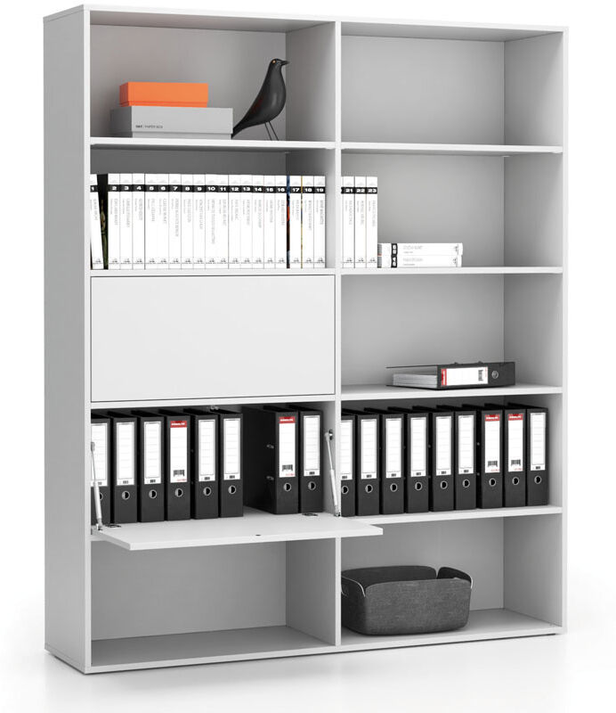 PLAN Breites Büroregal LAYERS, 2 Boxen, 1582 x 400 x 1905, weiß