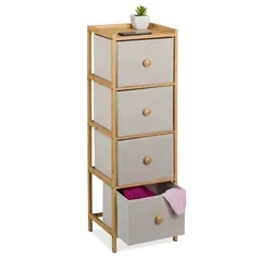 Relaxdays Schmale Kommode mit 4 Schubladen Beige,Hellbraun