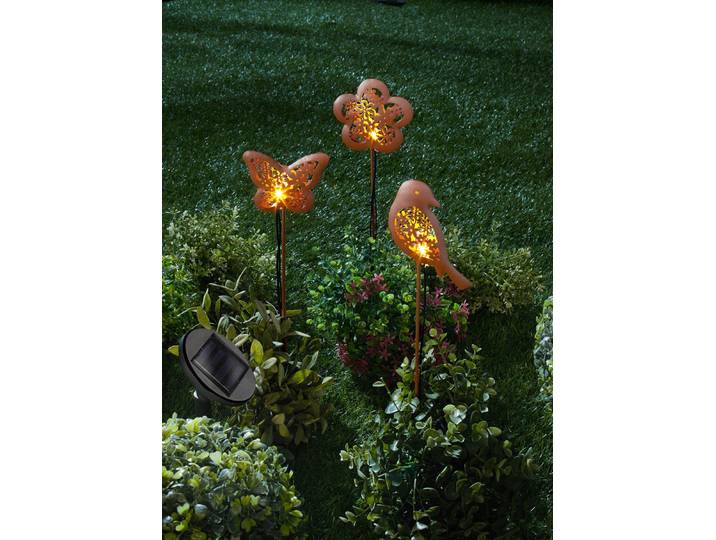Solar-Gartenstecker aus Metall, 3er-Set, Braun