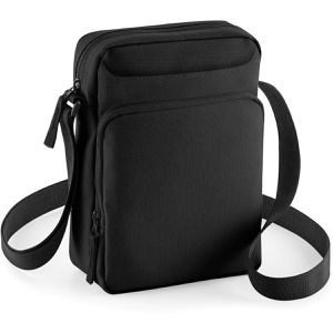 BagBase Umhängetasche Cross Body BG30, aus Polyester, schwarz, 2 Fächer, 16 x 23 cm