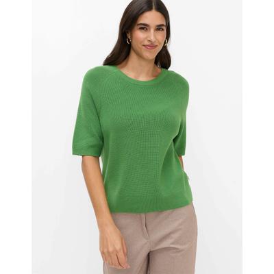 Rundhalspullover BRAX "Style ELISA", Damen, Gr. 38, grün (hellgrün), Strick, 100% Baumwolle, Rundhals, Pullover Rundhalspullover