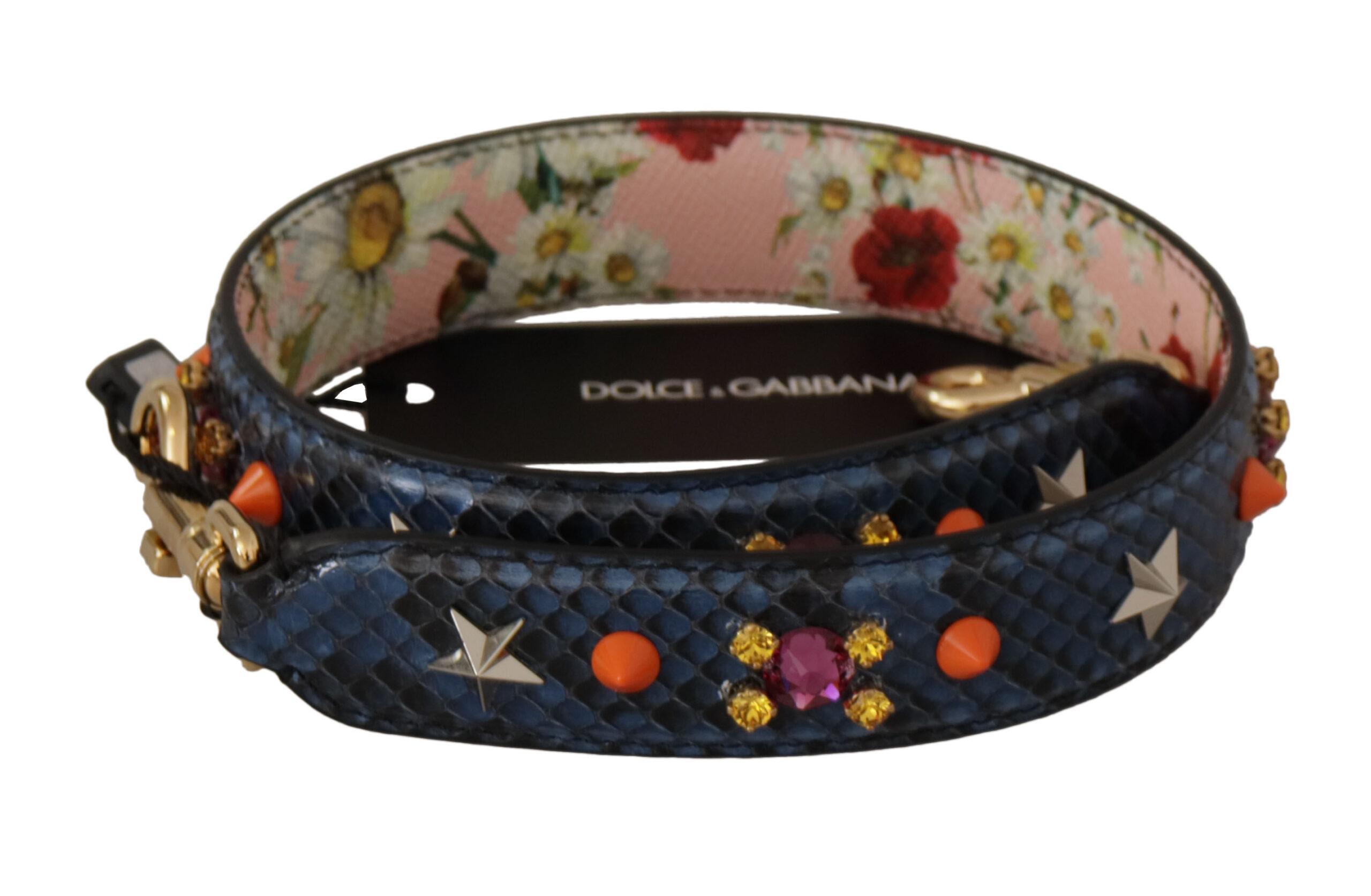 Dolce & Gabbana Elegante Blauwe Python Leren Tas Vrouwenriem