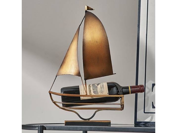Décoration de porte-bouteilles de vin rouge, meuble à vin pour salon, décoration de meuble TV, porte-bouteilles en forme de voilier, porte-vins décoratif haut de gamme