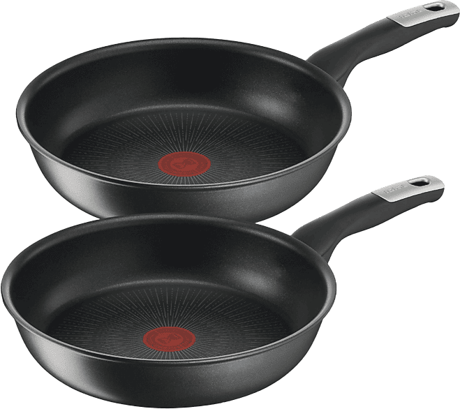 Set de sartenes - Tefal Jordi Cruz G2550S2B, 20 y 26 cm, 2 unidades, Revestimiento Titanium Antirayaduras, Tecnología Thermo-Fusion, Aluminio, Negro