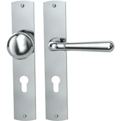 Griffwerk FABIO -Chrom Langschild-Garnitur -sichtbar verschraubt -Knopf R21 -WR -TS 40-45mm