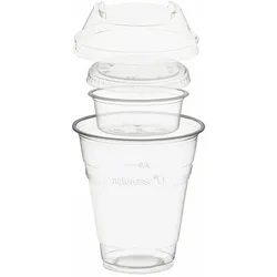 VEPATIM 100 Trinkbecher 300ml + Domdeckel+ 60ml Einsatzbecher stapelbar PLA