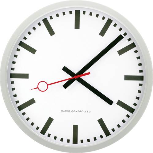 EUROTIME 59530-07 Funk Wanduhr 35cm Silber Leisegang-Uhrwerk