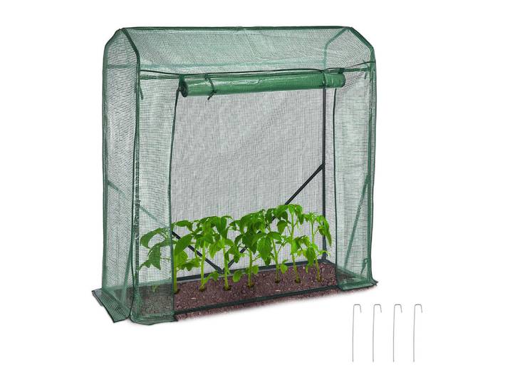 Relaxdays Gewächshaus Grün Tomaten 152x50x154 cm, Kunststoff, Metall, 152x154x50 cm, Gartenzubehör, Gartenhäuser & Gewächshäuser