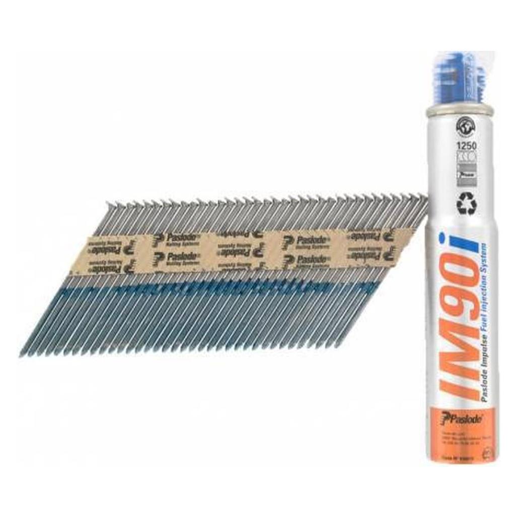 Haubold Nagelstreifen PASLODE 3,1x90 mm Rillenschaft mit Gas vz. (VE=2500+2GK) (2500 Stk., 90 mm) (142072)