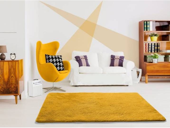 Tapis ATTICGO shaggy uni 80 x 150 cm ALPACA moutarde