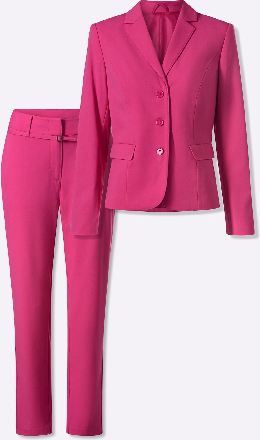 Hosenanzug HEINE, Damen, Gr. 36, Normalgrössen, pink (fuchsia), 63% Polyester, 34% Viskose, 3% Elasthan, Anzüge Hosenanzug fuchsia 36, Normalgrössen