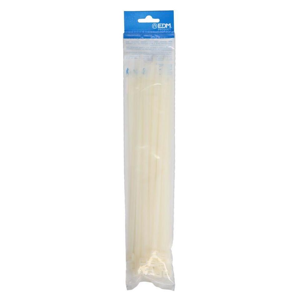 EDM Natürliche Krawatten 300x8mm aus hochwertigem Nylon (Blister 25 Stk.) (Kunststoffkabelbinder, 300 mm, 25 Stk.) (49383698)