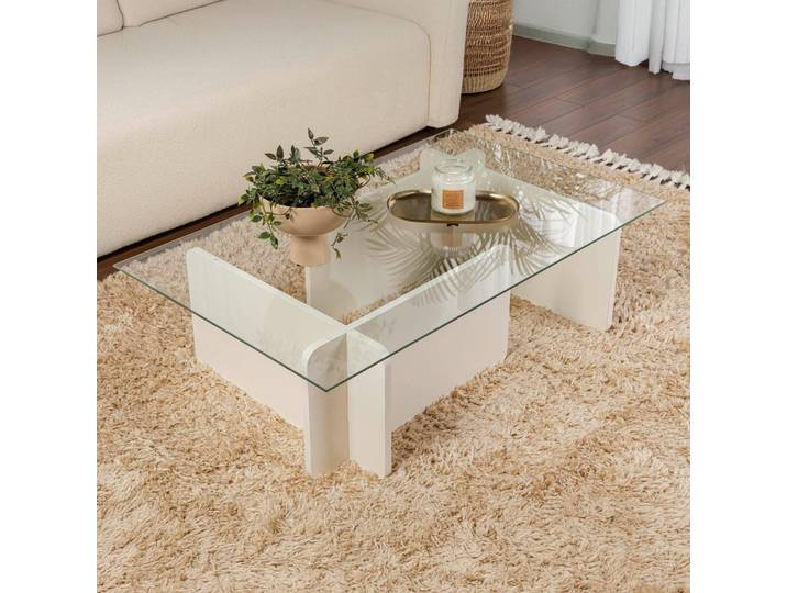 Kallias - Table Basse\, 105x65x30h cm Blanc\, Porte-revues