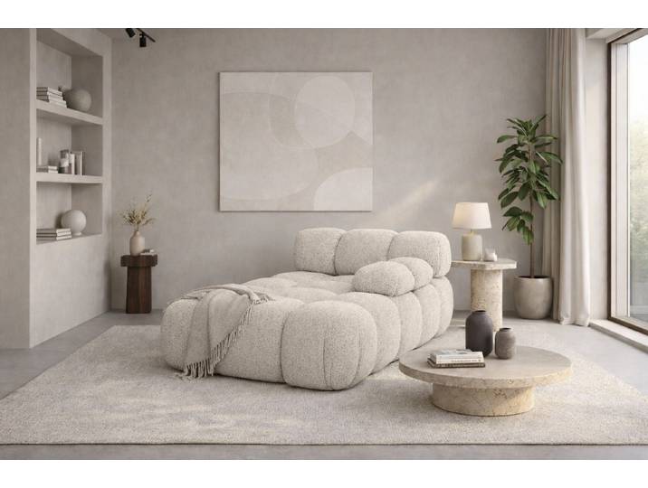 Kaiser Möbel Chaiselongue modular für Wohnzimmer, Bouclé-Stoff Abriamo, Selia, Chaiselongue, Chaiselongue-Modul zum Entspannen,Modernes Lounge-Design