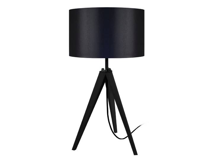 Lampe trepied bois noir abat-jour noir