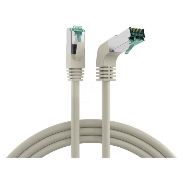 EFB Elektronik RJ45 Patchkabel S/FTP, Cat.6A, LSZH, einseitig 90° gewinkelt, 3m, grau (S/FTP, CAT6a, 3 m) (MK6001W.3G)