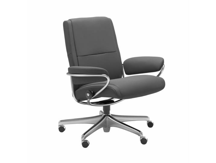 Stressless Paris Sessel Low Back Home Office - Leder Batick Grey Modern, Skandinavisch, Zeitlos