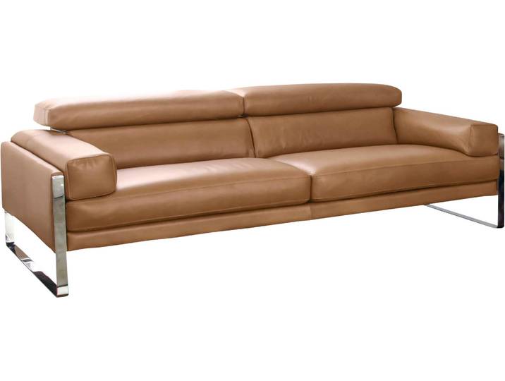 2-Sitzer CALIA ITALIA Romeo, Designsofa der Extraklasse mit tollem Sitzkomfort, Breite 182cm , beige (karma 600 cuoio), B:182cm H:67cm T:105cm, AnilinLEDER Karma gewachst (echtes Rindsleder), Sofas, 2-Sitzer, edle Design Kufenfüsse und edlem Lederbezug