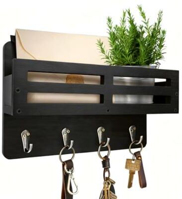 Perfect Picks Market Rustic Key Holder Wall Mount With Mail Organizer For Wall, Hooks & Entryway Storage Shelf Rustic Key Holder Wall Mount With Mail Organizer For Wall, Hooks & Entryway Storage Shelf
