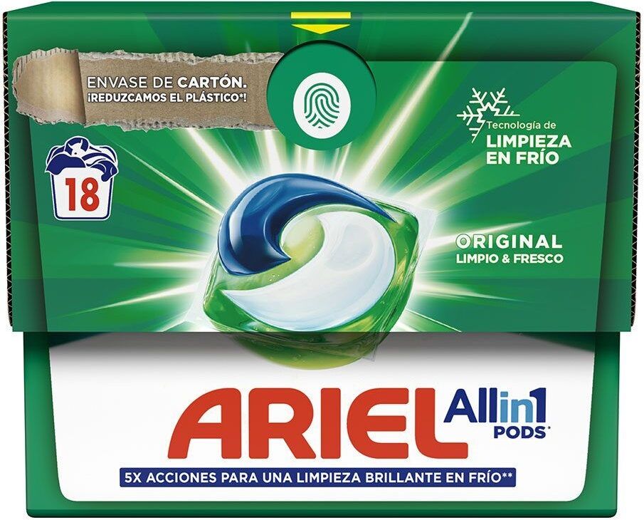Pack 18x Cápsulas de Detergente da Roupa "3-EM-1" - ARIEL
