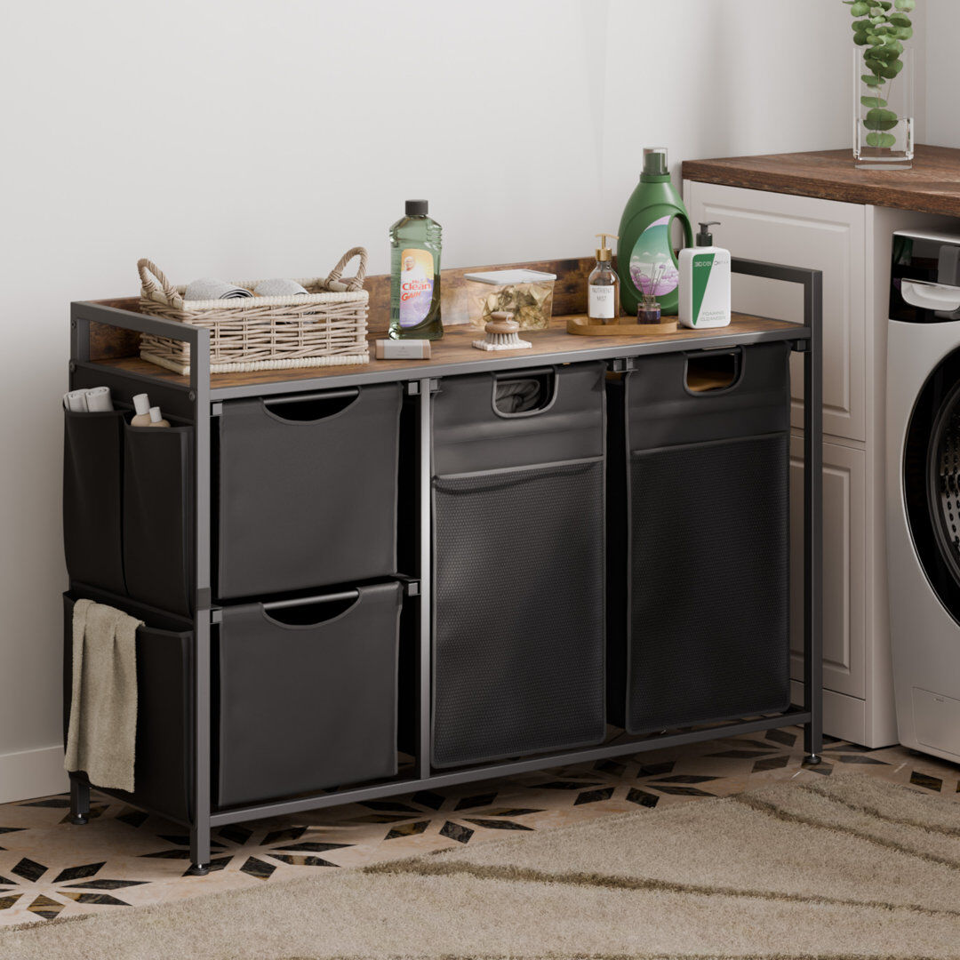 Mondeer Other Laundry Cart with Wheels Matte Black 75cm H X 33cm W X 106cm D