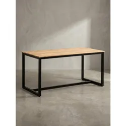 Esstisch Massivholz Metall Rechteckig Loft-Stil, Akazie 140x80x76 cm