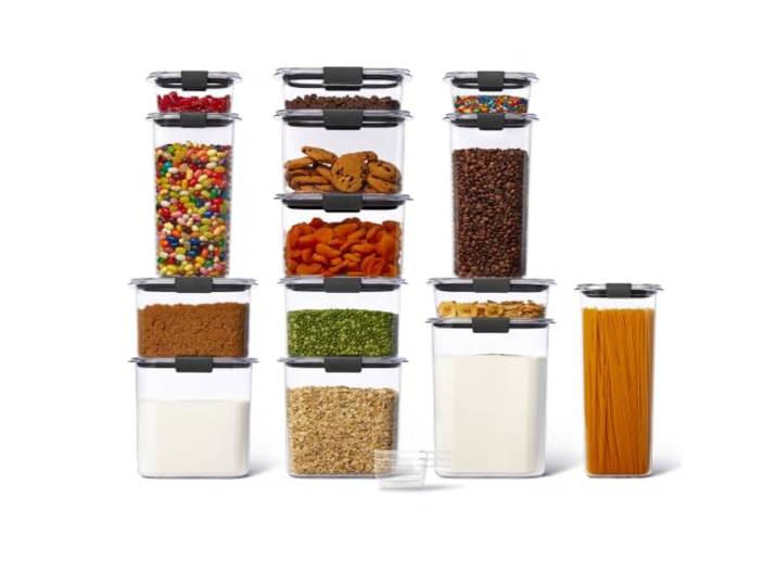 Rubbermaid Newell Brilliance Pantry Frischhaltedosen für Lebensmittel und Speisekammer, Kunststoff Kristall, farblos, New Set of 14, 14