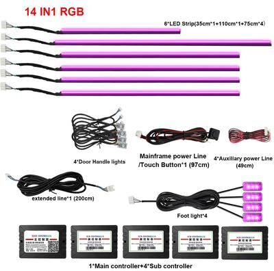 Uplift Treasures RGB Symphony Car Ambient Light Kit 14 in 1 64 Color Rgb