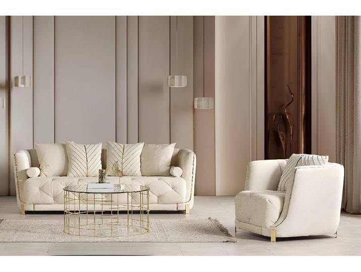JVmoebel Polstergarnitur Modernes beiges Sofaset 3+1-Sitzer stilvolles 3-Sitzer-Sofa Sessel, (2-tlg)