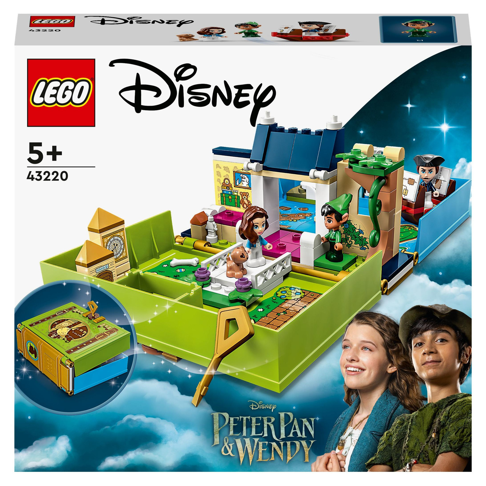 LEGO 43220 Disney Classic Peter Pan & Wendy Sprookjesboekavontuur Speelset met micro-poppetjes en piratenschip