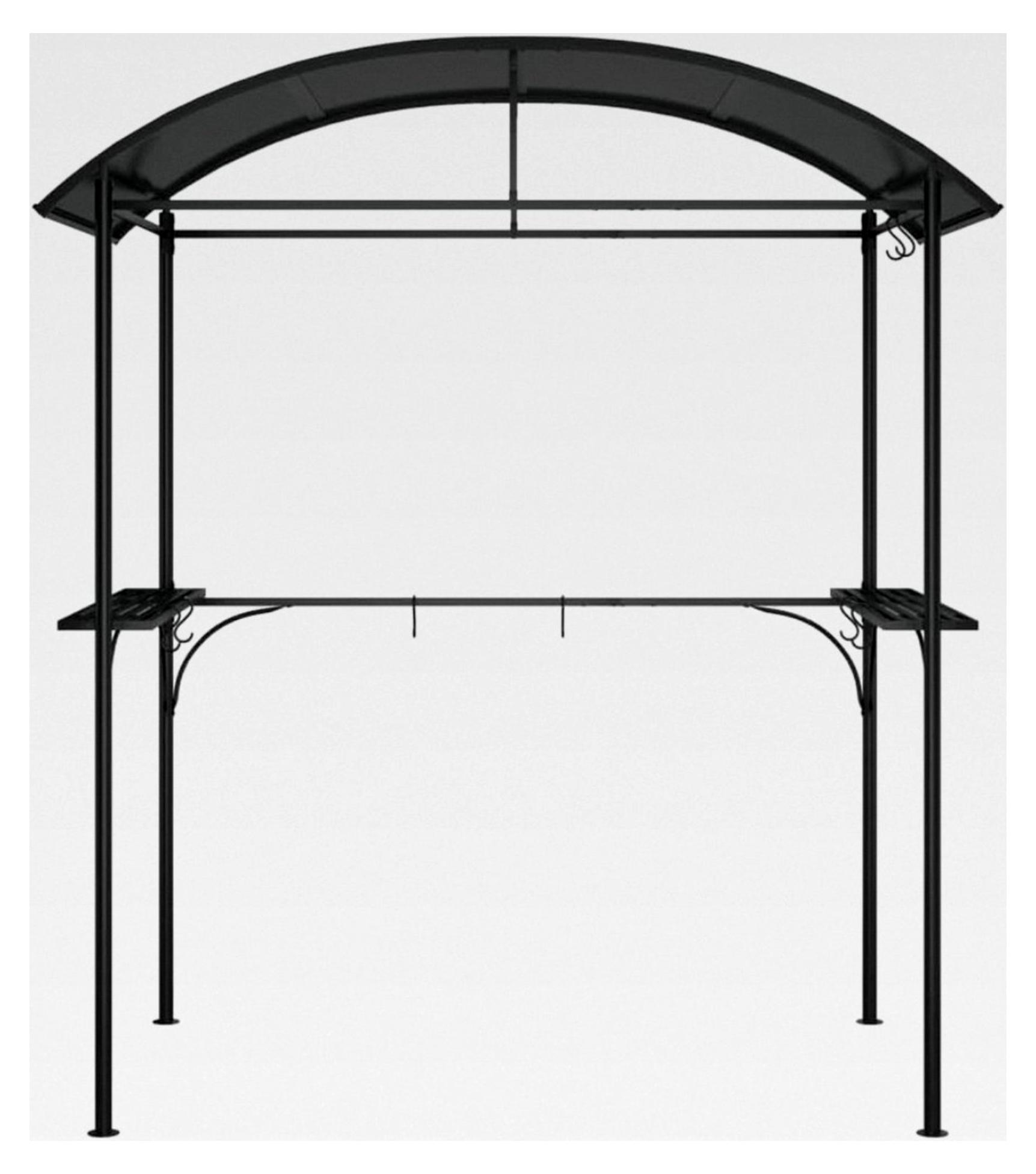 Gartenpavillon Grillpavillon mit Seitenregalen Anthrazit 220x115x230 cm Stahl