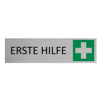 CombiCraft Aluminium Türschild Erste Hilfe 165x45mm mit 3M-Tape zur Befestigung, einfache Kennzeichnung von Räumen und Bereichen