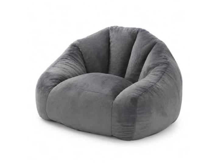 Jastoery Sitzsack Kunstfell XXL Sessel Lounge Wohnzimmer，Hellgrau hochdichter Schaumstoff, weicher Kunstfell-Bezug, stabiler Stand, vielseitig nutzbar, montagefrei
