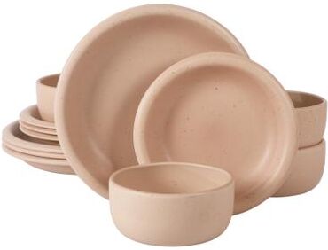 Bloomhouse Corsica Clay 12 Piece Stoneware Reactive Glaze Dinnerware Set