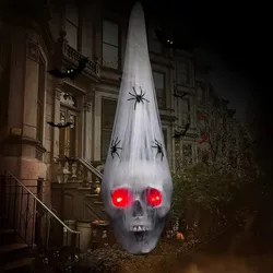 Halloween Hängende Dekoration Leuchtende LED Skelett Kopf Spinne Netz Horror Geräuschaktiviert Geisterhaus Garten Requisite