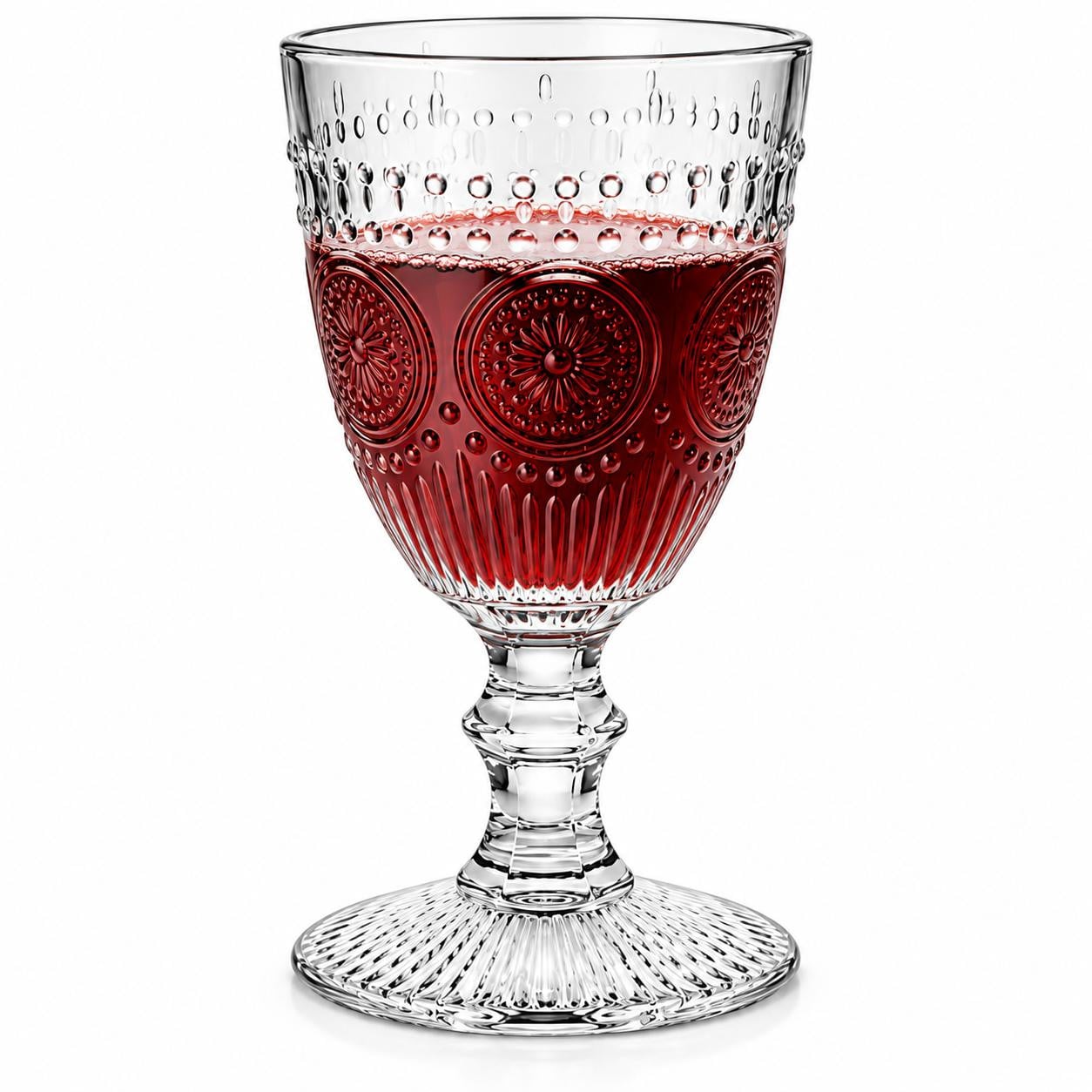 Sendez Set van 6 Wijnnglazen met Voet, Zonne-design, 310 ml
