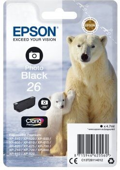 Epson T2611 Blækpatron, 200s, Fotosort