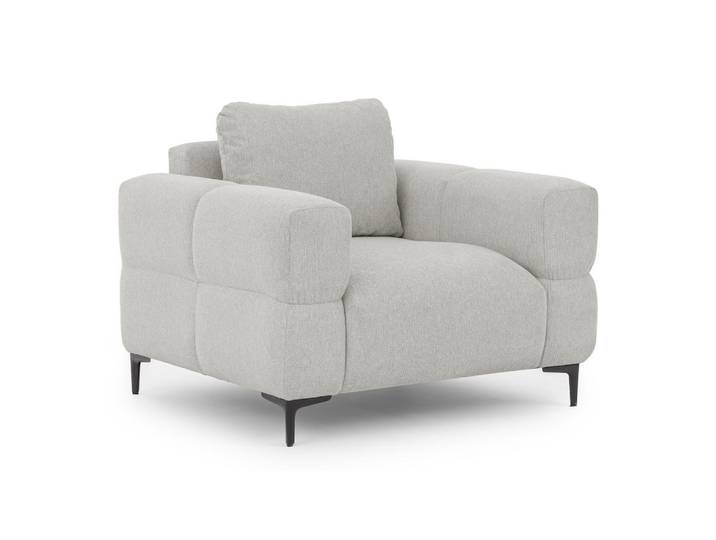 S-Style Sessel Cardea in Bubble-Optik aus weichem Hellgrau Strukturstoff mit hohem Sitzkomfort, Echtholz, Teilmassiv,Birke, Buche, Füllung: Polyetherschaumkern,Polyetherschaumkern, 102x80x97 cm, Wohnzimmer, Sessel, Polstersessel