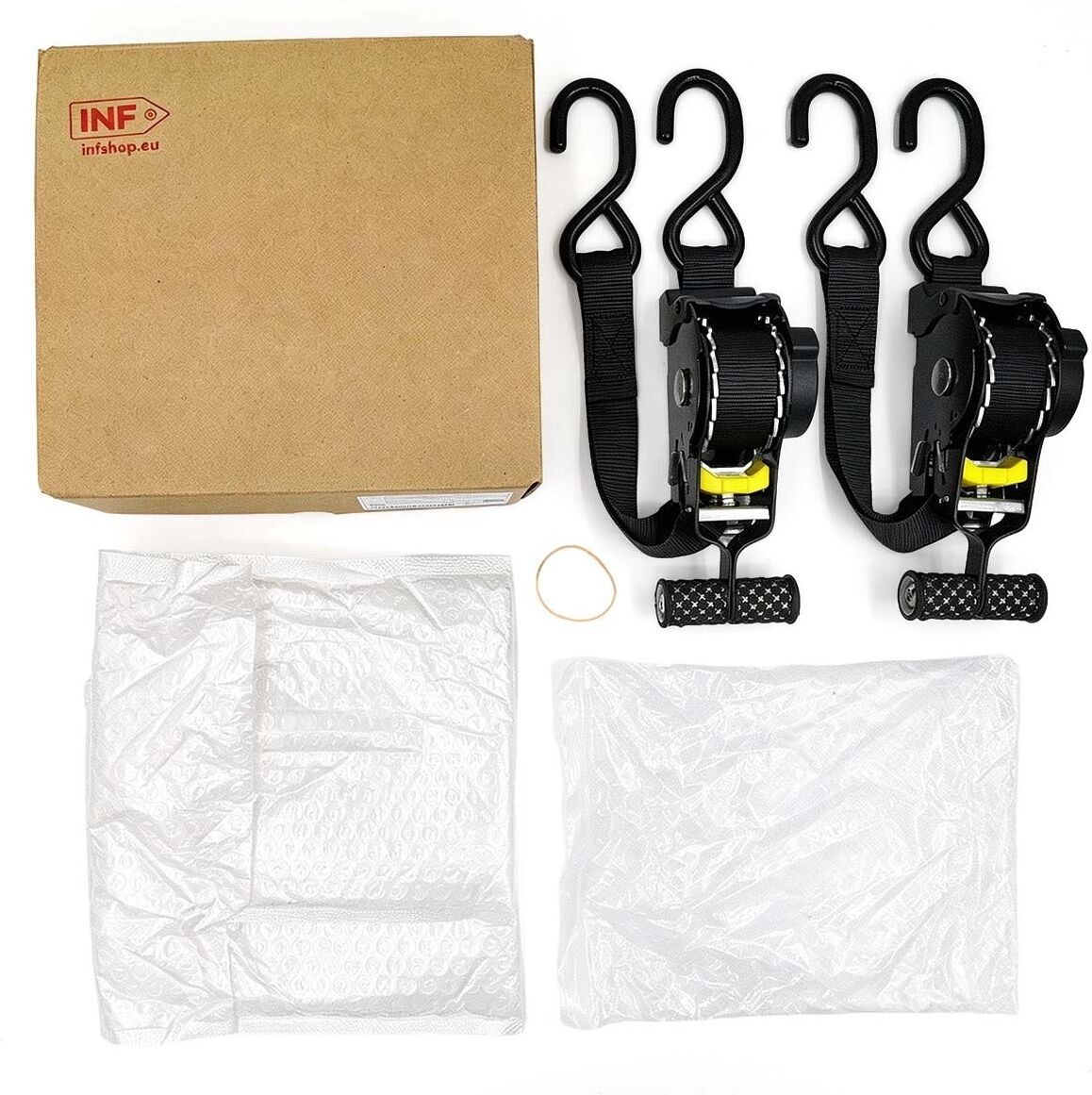 INF 2er-Pack Automatische Ratschenzurrgurte mit T-Griff - Schwarze Elektrophorese