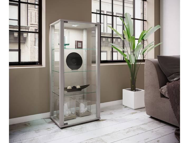 Vitrine sur pied Kavisa 115cm 3 Argenté/Argenté