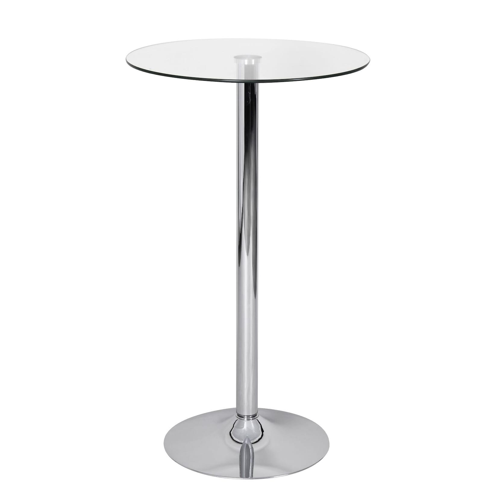 KADIMA DESIGN Glastisch mit 360° Drehfunktion: Sicherheitsglas, Trompetenfuß, Chrom, 60 cm Durchmesser.