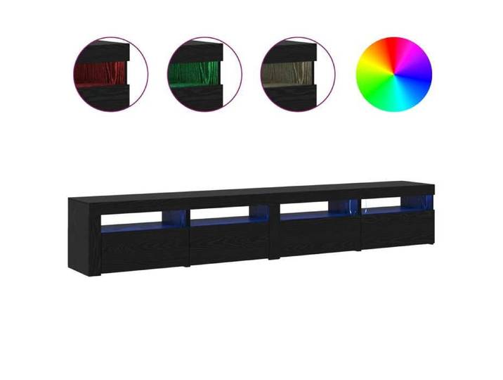 Lot de 3 Meuble TV élégant - ECOHOME - bois d'ingénierie - chêne noir - 240 x 35 x 40 cm - 4 portes - 4 étagères@876907