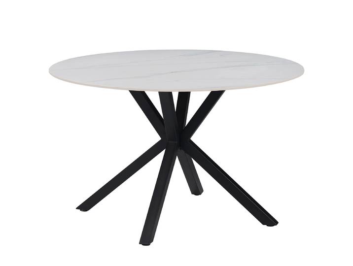 Esstisch VALMARA Ø 118cm Weiß/Marmor Weiß Dekor