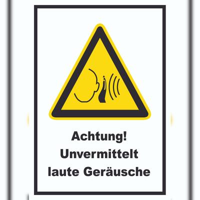HB-Druck Achtung Unvermittelt laute Geräusche A5 Rückseite selbstklebend Schild