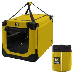 Maelson Soft Kennel Safran Gelb 72 cm + Treatee Mag Pouch - Transportbox und Leckerli-Tasche
