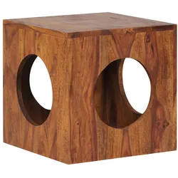 Quadratischer Beistelltisch aus Sheesham-Holz mit Cube-Design, vielseitige Platzierung, Stauraummöglichkeiten, handgefertigt | Kadima Design