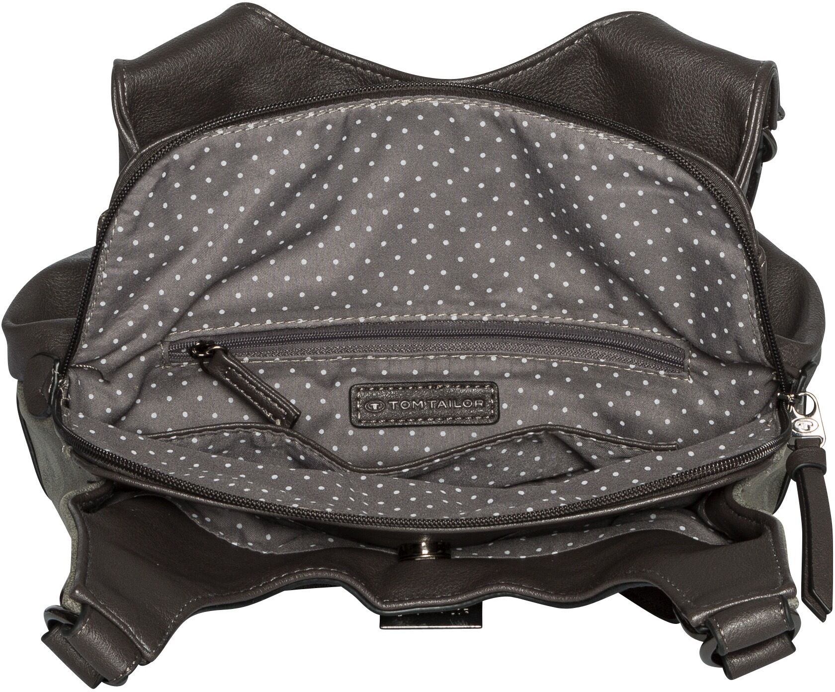 Shopper TOM TAILOR "JUNA", Damen, Gr. B/H/T: 31cm x 29cm x 14cm, grau, Lederimitat, Taschen Shopper, mit schicken Zierschnallen, Topseller