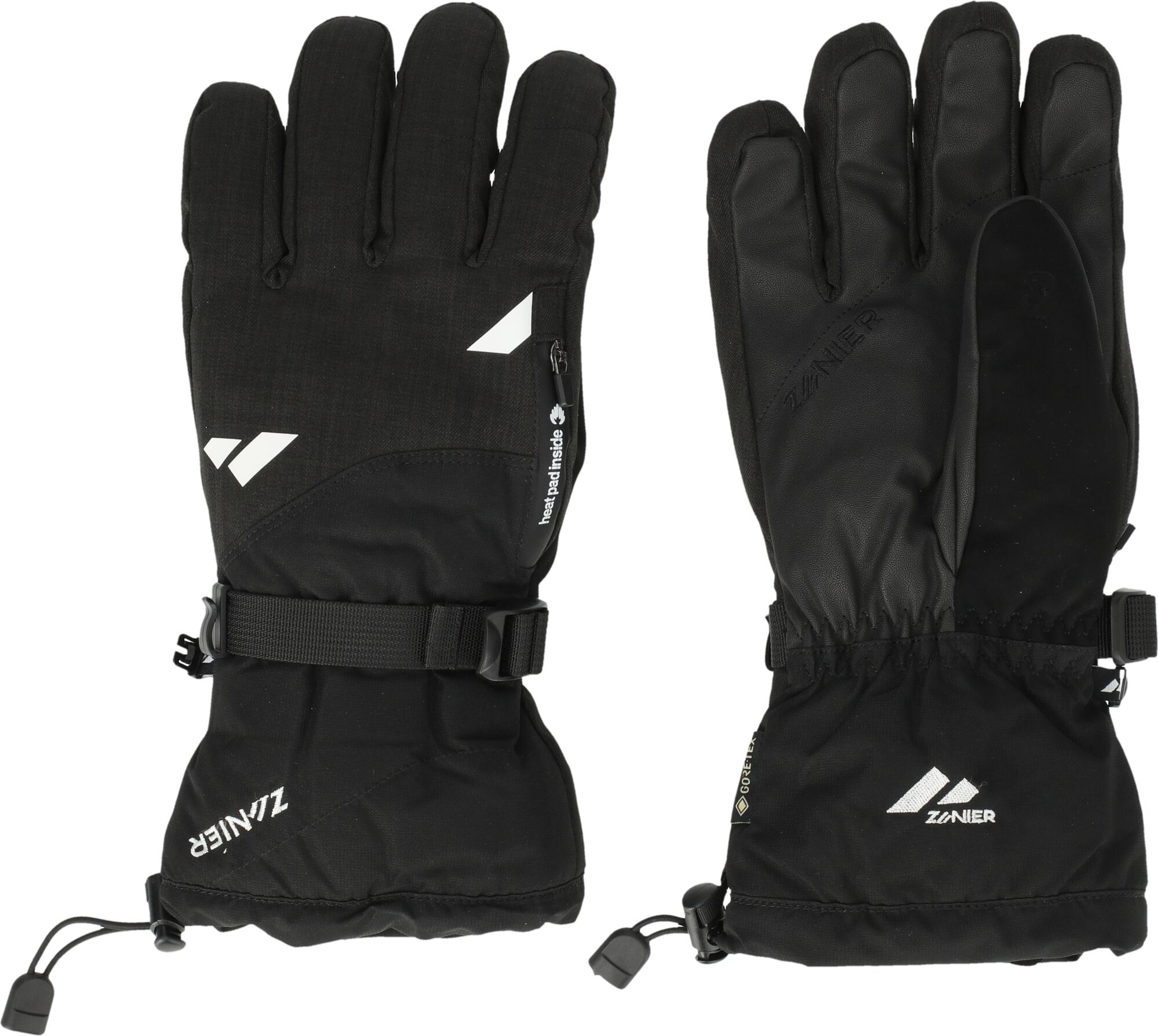 Skihandschuhe ZANIER "Ride GTX", Damen, Gr. 10, schwarz, 100% Polyester, Handschuhe, mit natürlichen Heat-Pads