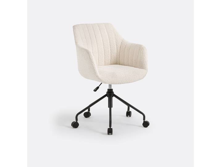 LA REDOUTE Fauteuil de bureau tissu bouclette, Matie Beige Ecru