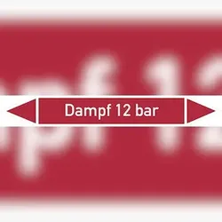 Rohrleitungskennzeichen Dampf 12 bar - 187x26 mm Folie selbstklebend